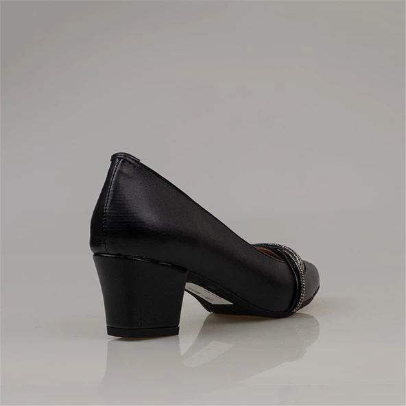 Trend Adımlar Siyah Yandan Taş İşlemeli Özel Üretim Klasik Ayakkabı - Resim 4