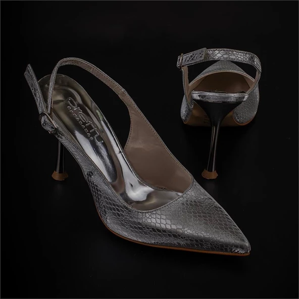 Trend Adımlar Gümüş Elegance Satin Kadın Parlak Saten Klasik Ayakkabı - 7