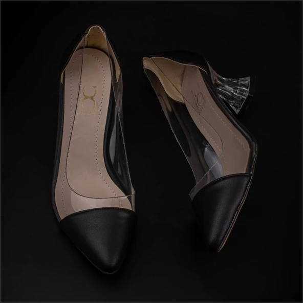 Trend Adımlar Siyah Şeffaf İşelemeli Kadın Klasik Ayakkabı - Resim 6