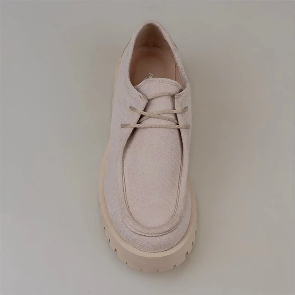 Trend Adımlar Bej Elegans Suede Kadın Oxford Ayakkabı - 5