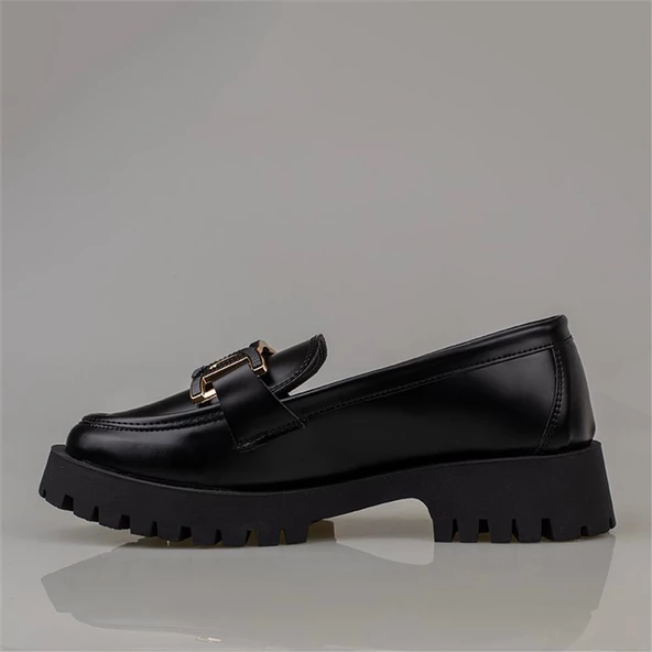 Trend Adımlar Siyah Chic Belle Tokalı Kadın Oxford Ayakkabı - 3