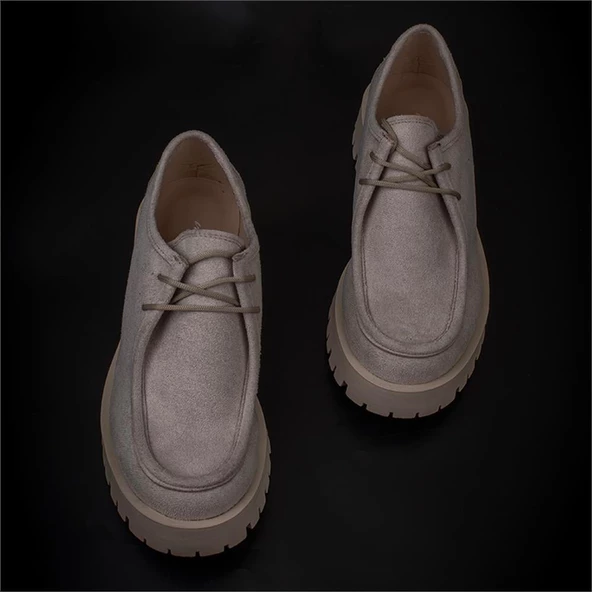 Trend Adımlar Bej Elegans Suede Kadın Oxford Ayakkabı - 6