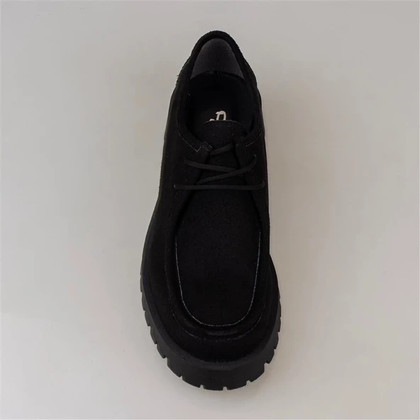 Trend Adımlar Siyah Elegans Suede Kadın Oxford Ayakkabı - 5