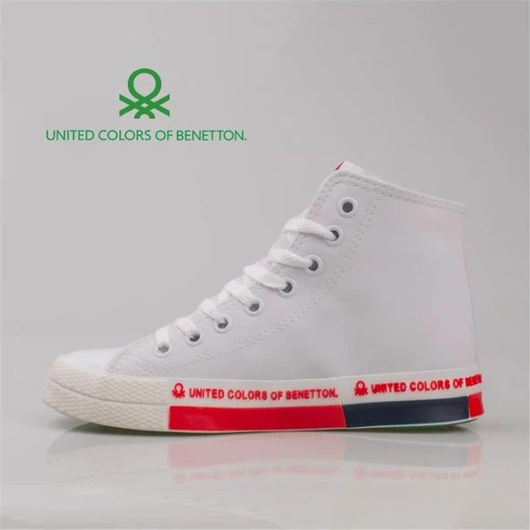 Benetton Beyaz Unisex Uzun Suni Deri Mevsimlik Spor - 3