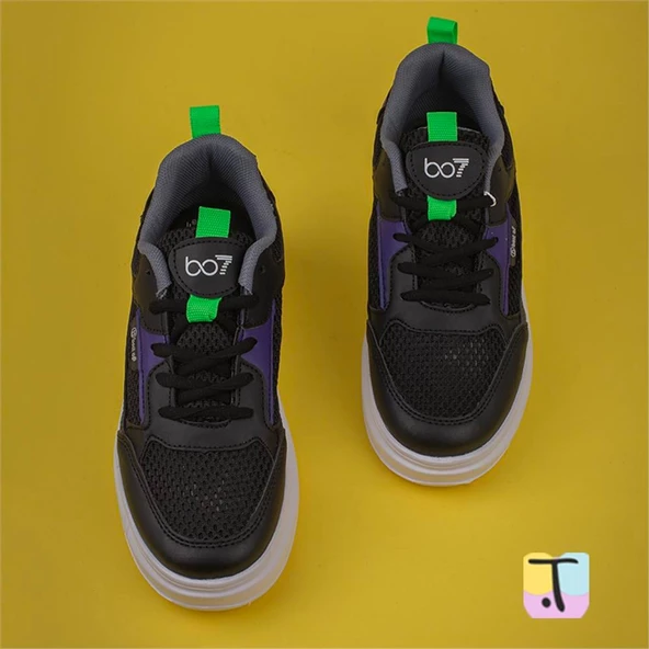 Trend Adımlar Siyah Memory Foam Ped Tabanlı Kalın Taban Kadın Sneaker - 4