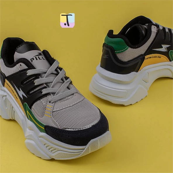 Trend Adımlar Yeşil Enerjik Kalın Taban Kadın Sneaker - 5