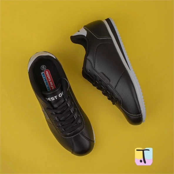 Trend Adımlar Siyah-Beyaz Sıfır Taban Unisex Kort Sneaker - 5