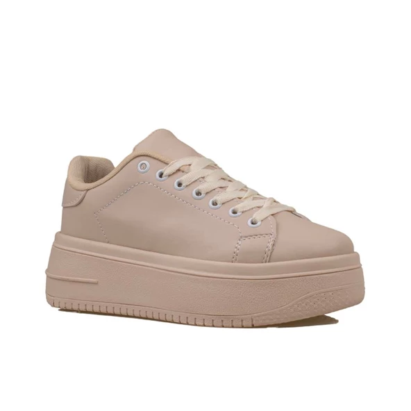 Trend Adımlar Kahverengi Düz Kalın Taban Bağcıklı Kadın Sneaker - 2