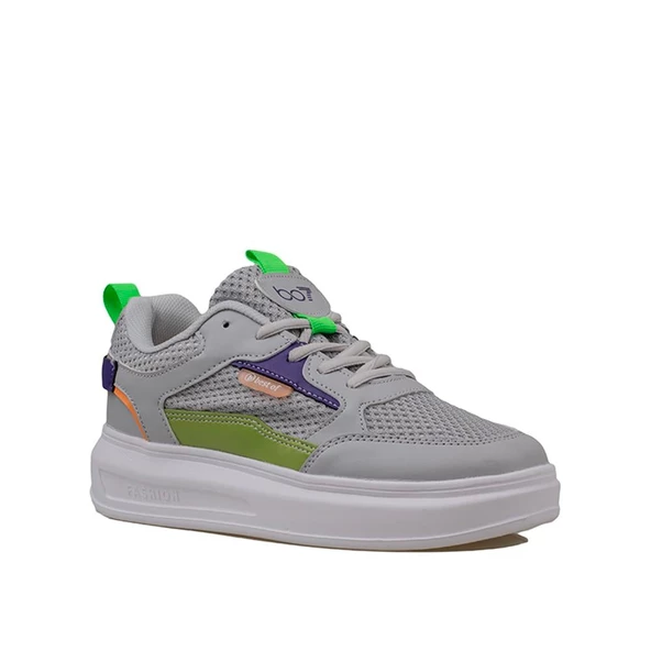 Trend Adımlar Gri Memory Foam Ped Tabanlı Kalın Taban Kadın Sneaker - Resim 2