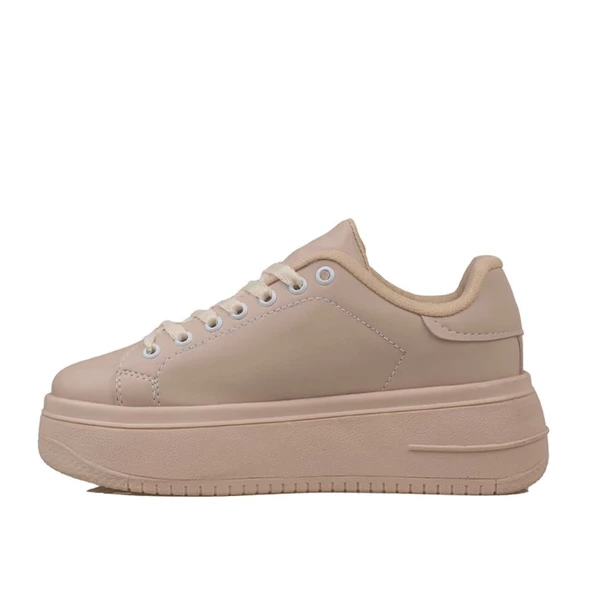 Trend Adımlar Kahverengi Düz Kalın Taban Bağcıklı Kadın Sneaker - 3