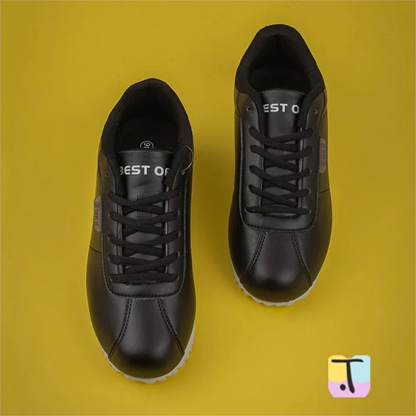 Trend Adımlar Siyah-Beyaz Sıfır Taban Unisex Kort Sneaker - 4