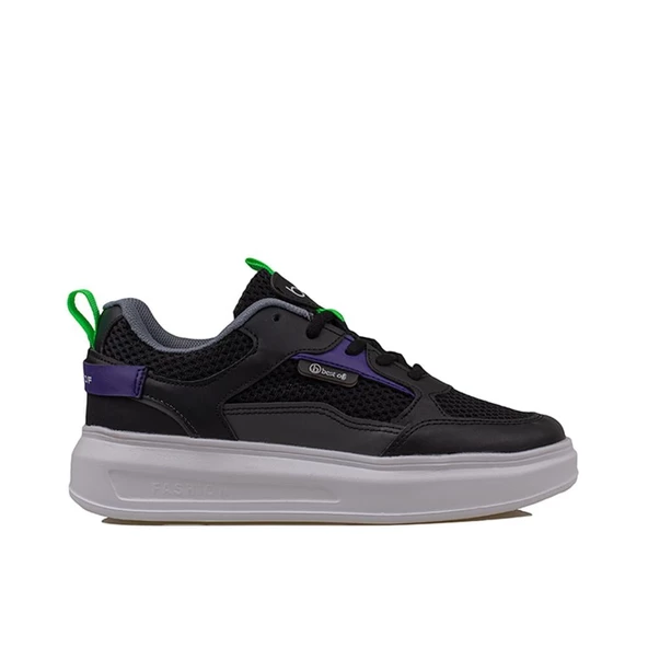 Trend Adımlar Siyah Memory Foam Ped Tabanlı Kalın Taban Kadın Sneaker