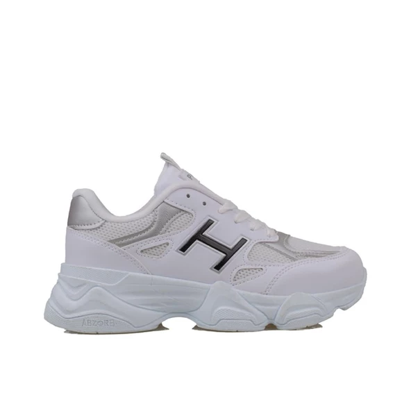 Trend Adımlar Beyaz-Siyah Handa Kadın Bağcıklı Kalın Taban Sneaker