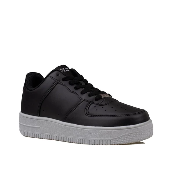 Trend Adımlar Siyah-Beyaz Force Memory Foam Tabanlı Mevsimlik Unisex Sneaker - Resim 2