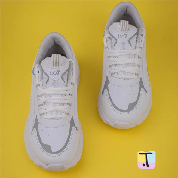 Trend Adımlar Beyaz Kalın Tabanlı Memory Foam Unisex Sneaker - 5