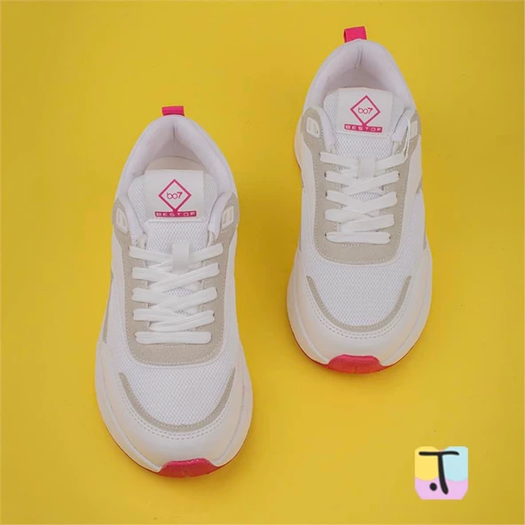Trend Adımlar Beyaz Unisex Kalın Taban Comfortable Sneaker - 4