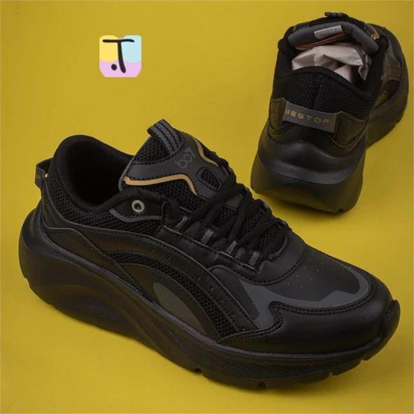 Trend Adımlar Siyah Kalın Tabanlı Memory Foam Unisex Sneaker - 6