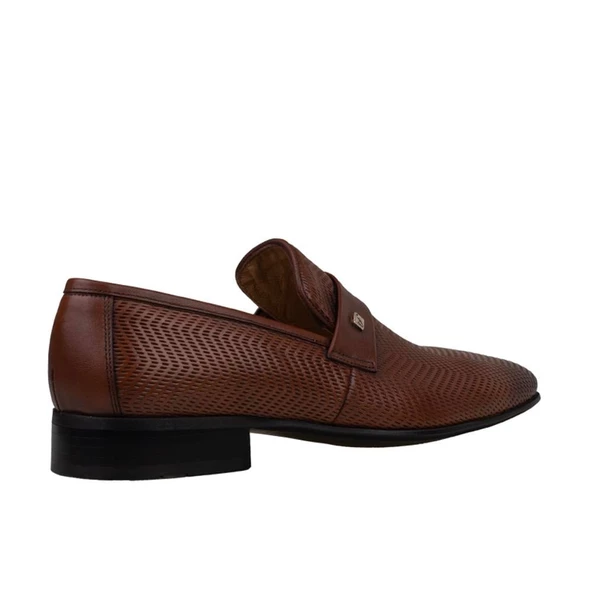 Fosco Taba Bağcıksız Lazer Baskılı Erkek Klasik Ayakkabı - Resim 5