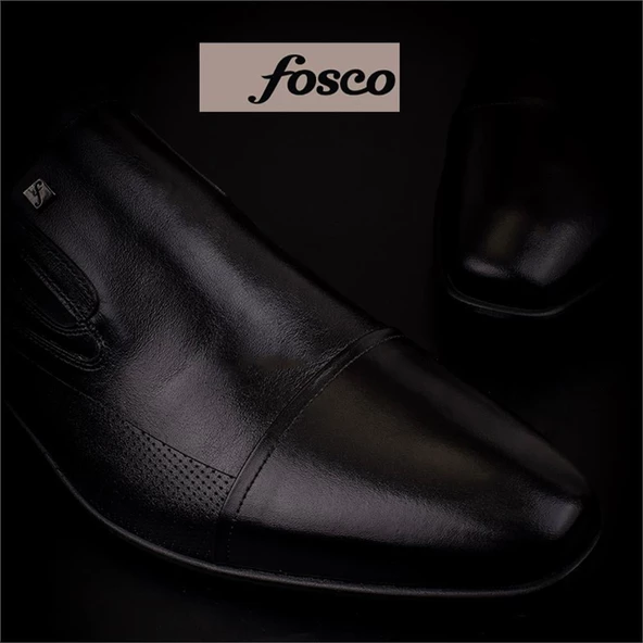 Fosco Siyah Hakiki Deri Neolit Özel Üretim Klasik Ayakkabı - Resim 7