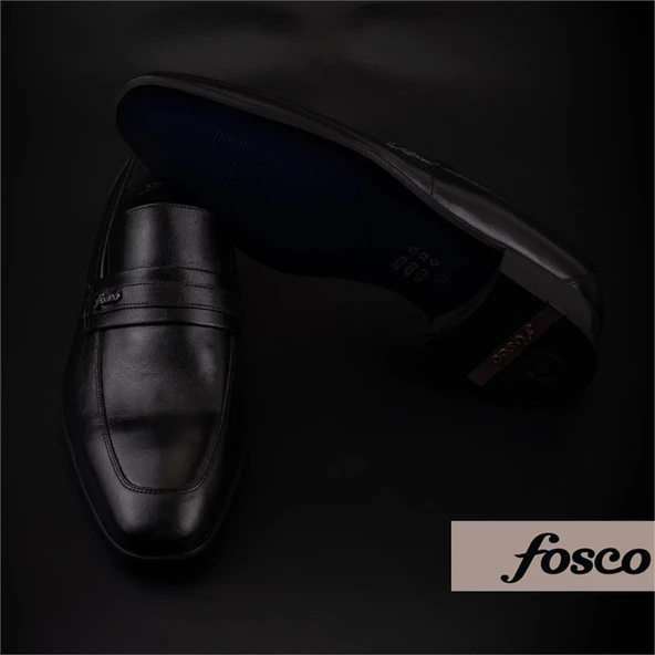 Fosco Siyah Kesik Burun Neolit Taban Bağcıksız Klasik Ayakkabı - Resim 7