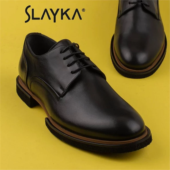 Slayka Siyah Elegant Beauty Erkek Bağcıklı Klasik Ayakkabı - Resim 9