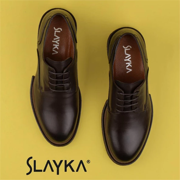 Slayka Kahverengi Elegant Beauty Erkek Bağcıklı Klasik Ayakkabı - 6