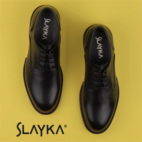Slayka Siyah Elegant Beauty Erkek Bağcıklı Klasik Ayakkabı - Resim 6
