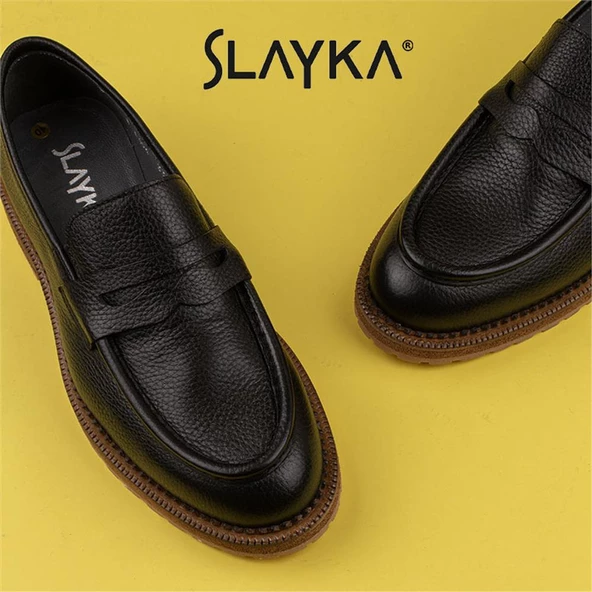 Slayka Siyah Fighter Erkek Yeni Nesil Bağcıksız Klasik Ayakkabı - Resim 8