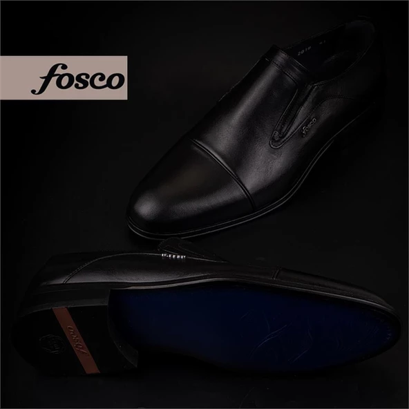 Fosco Siyah Hakiki Deri Bağcıksız Klasik Ayakkabı - 6