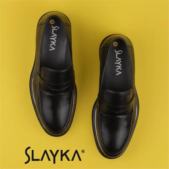 Slayka Siyah Spectacular Erkek Eva Taban Klasik Ayakkabı - Resim 5