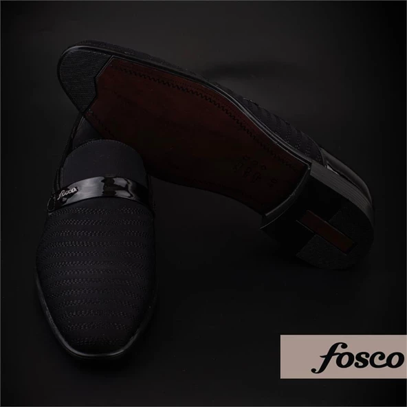 Fosco Siyah Saten Üzeri Rugan İşlemeli Erkek Klasik Ayakkabı - 7