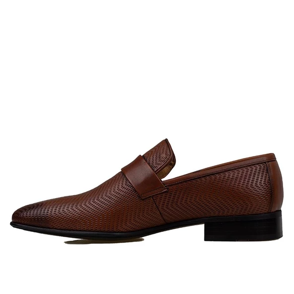 Fosco Taba Bağcıksız Lazer Baskılı Erkek Klasik Ayakkabı - Resim 3