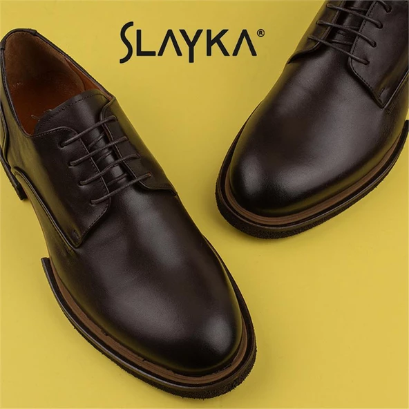 Slayka Kahverengi Elegant Beauty Erkek Bağcıklı Klasik Ayakkabı - 8
