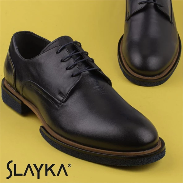 Slayka Lacivert Elegant Beauty Erkek Bağcıklı Klasik Ayakkabı - 9