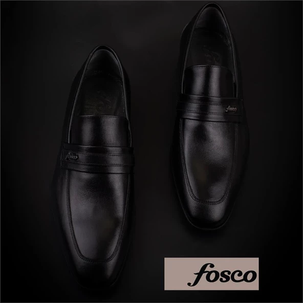 Fosco Siyah Kesik Burun Neolit Taban Bağcıksız Klasik Ayakkabı - Resim 6