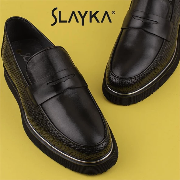 Slayka Siyah Spectacular Erkek Eva Taban Klasik Ayakkabı - Resim 6