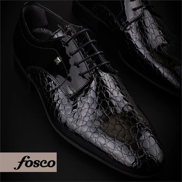 Fosco Siyah Kesik Burun Neolit Taban Bağcıklı Klasik Ayakkabı - 7