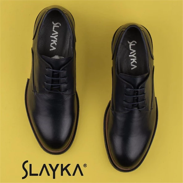 Slayka Lacivert Elegant Beauty Erkek Bağcıklı Klasik Ayakkabı - 6