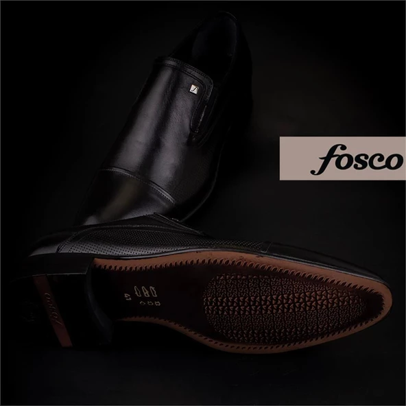 Fosco Siyah Hakiki Deri Neolit Özel Üretim Klasik Ayakkabı - Resim 6