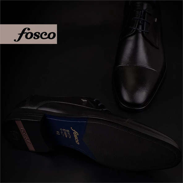 Fosco Siyah Bağcıklı Hakiki Deri Neolit Erkek Klasik Ayakkabı - 6