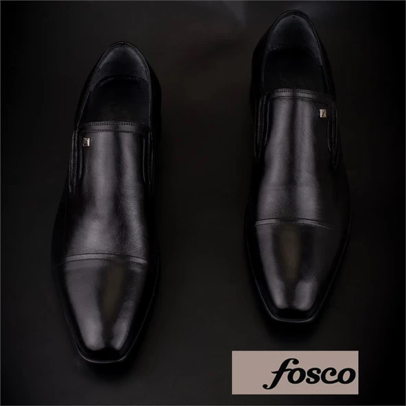 Fosco Siyah Hakiki Deri Neolit Özel Üretim Klasik Ayakkabı - Resim 5