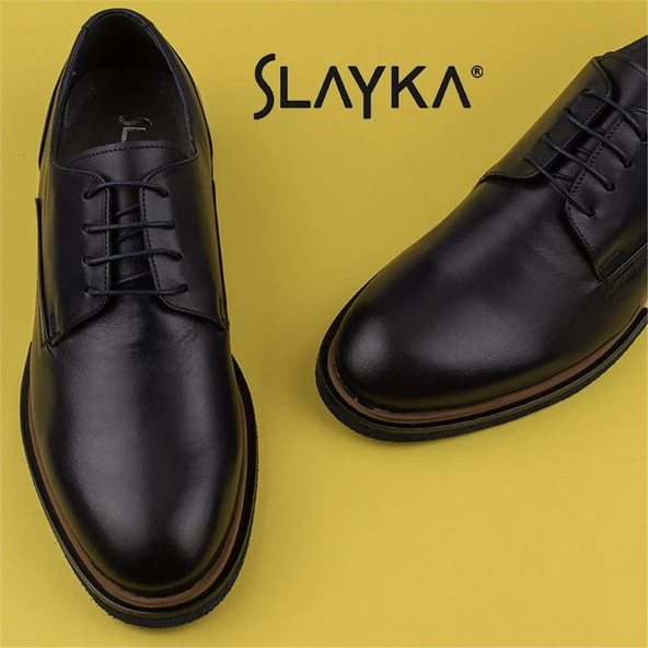 Slayka Lacivert Elegant Beauty Erkek Bağcıklı Klasik Ayakkabı - 8