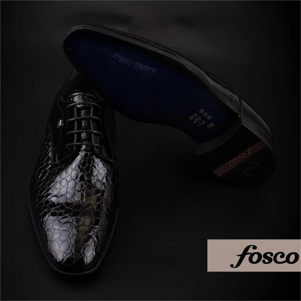 Fosco Siyah Kesik Burun Neolit Taban Bağcıklı Klasik Ayakkabı - 8
