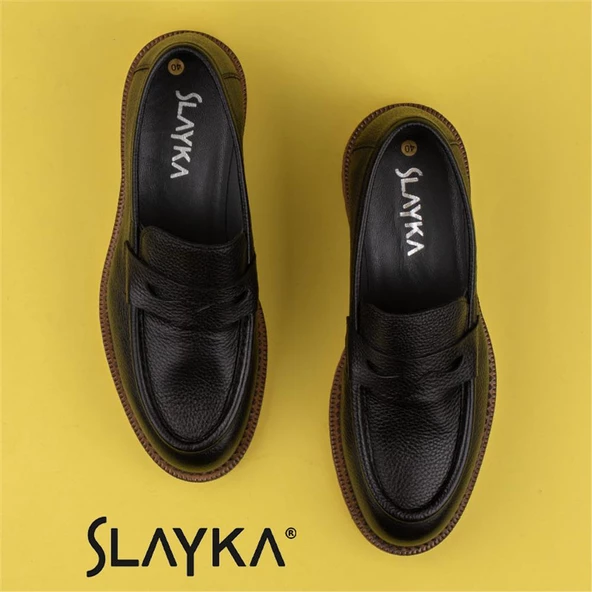 Slayka Siyah Fighter Erkek Yeni Nesil Bağcıksız Klasik Ayakkabı - Resim 6