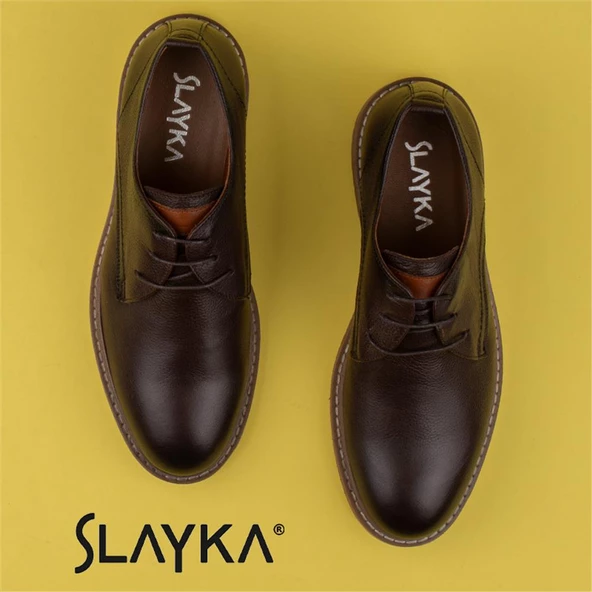 Slayka Kahverengi Rubber Erkek Hakiki Deri Klasik Ayakkabı - 6