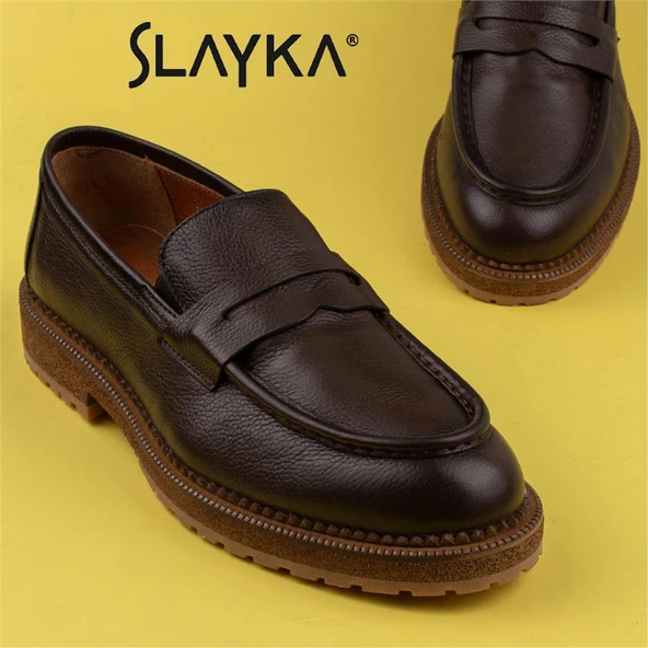 Slayka Kahverengi Fighter Erkek Yeni Nesil Bağcıksız Klasik Ayakkabı - 9