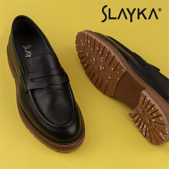 Slayka Siyah Fighter Erkek Yeni Nesil Bağcıksız Klasik Ayakkabı - Resim 7