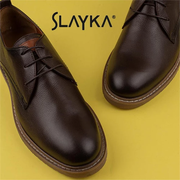 Slayka Kahverengi Rubber Erkek Hakiki Deri Klasik Ayakkabı - 7