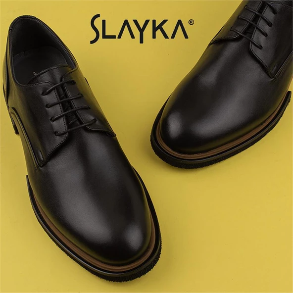 Slayka Siyah Elegant Beauty Erkek Bağcıklı Klasik Ayakkabı - Resim 8