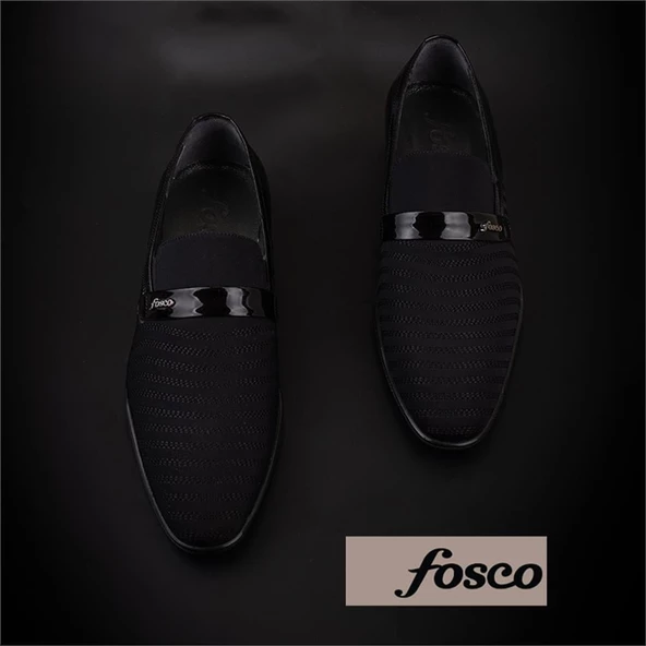Fosco Siyah Saten Üzeri Rugan İşlemeli Erkek Klasik Ayakkabı - 6